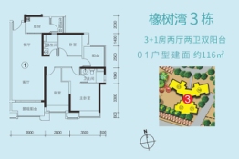 台山海骏达花园3室2厅1厨2卫建面116.00㎡