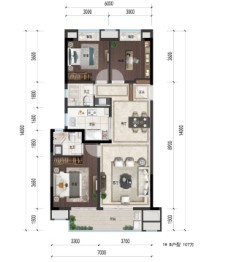 中梁天玺壹号3室2厅1厨2卫建面107.00㎡