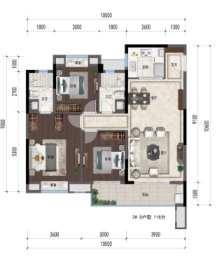 中梁天玺壹号3室2厅1厨2卫建面118.00㎡