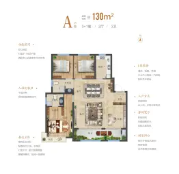 万城·蓝钻庄园3室2厅1厨2卫建面130.00㎡