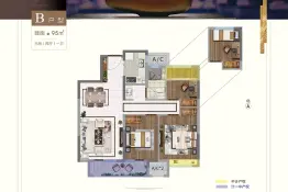 中核和兴府3室2厅1厨1卫建面95.0㎡