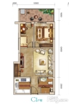 CAZ天寓C1户型 2房1厅1厨1卫1阳台 80㎡