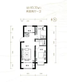 京珠·华庭2室2厅1厨1卫建面83.33㎡