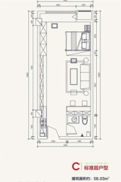 三润城1室1厅1厨1卫建面58.03㎡
