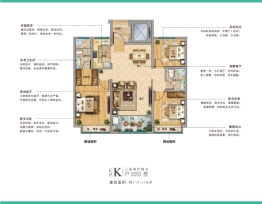 佳和雅园3室2厅1厨2卫建面117.00㎡