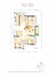 玲珑庭3室2厅1厨1卫建面94.00㎡