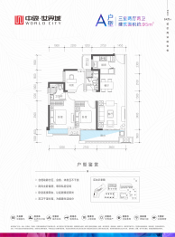 中骏世界城3室2厅1厨2卫建面95.00㎡