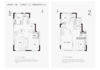 建面约151平米下叠户型