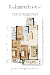 绿地城3室2厅1厨2卫建面116.00㎡