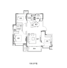 爱情花园里3室2厅1厨2卫建面108.00㎡