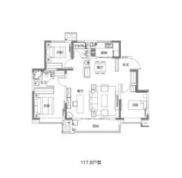 爱情花园里3室2厅1厨2卫建面117.00㎡