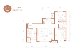 泽信公园御府3室2厅1厨1卫建面95.00㎡