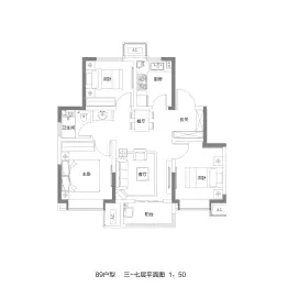 爱情花园里3室2厅1厨1卫建面89.00㎡