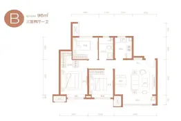 泽信公园御府3室2厅1厨1卫建面96.0㎡