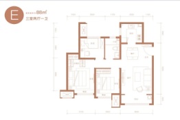 泽信公园御府3室2厅1厨1卫建面88.00㎡