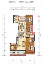 高新现代城4室3厅2厨2卫建面154.64㎡