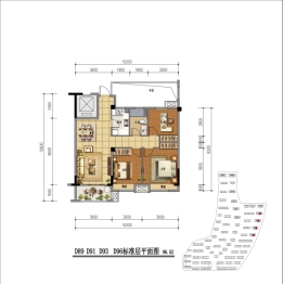 嘉泰·龙城壹号3室2厅1卫建面97.00㎡