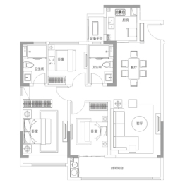 绿城·诚园3室2厅1厨2卫建面126.00㎡