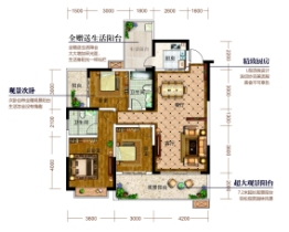 外滩壹号3室2厅1厨2卫建面121.08㎡