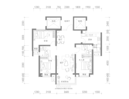 忻州碧桂园3室2厅1厨2卫建面130.00㎡