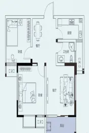 襄阳路九号1室2厅1厨1卫建面70.00㎡