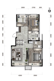 保利时光印象3室2厅1厨1卫建面89.00㎡