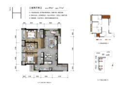 澜山望3室2厅1厨2卫建面111.00㎡