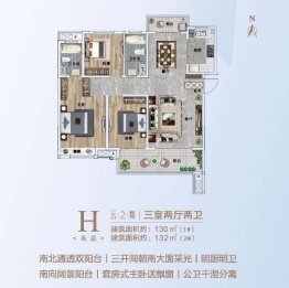 南阳建业·新筑3室2厅1厨2卫建面130.00㎡