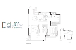 新城·云昱东方3室2厅1厨1卫建面103.00㎡