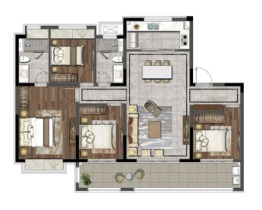 旭辉澄江府4室2厅1厨2卫建面140.00㎡