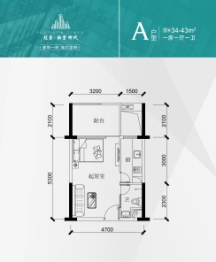 冠昌铂金时代1室1厅1厨1卫建面34.00㎡