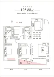 华隆·云樾府3室2厅1厨2卫建面125.88㎡