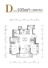 龙湖春江悦茗3室2厅1厨2卫建面105.00㎡