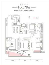 华隆·云樾府3室2厅1厨2卫建面106.78㎡