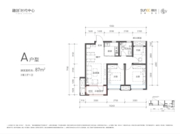 融创·时代中心3室2厅1厨1卫建面87.00㎡