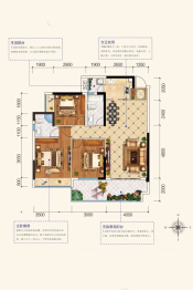 御景东方3室2厅1厨2卫建面110.00㎡