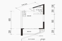 龙光御海湾1室1厅1厨1卫建面45.00㎡