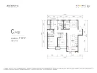 C户型118平3室2厅2卫