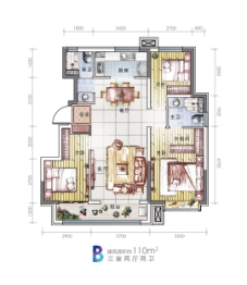 金地世纪城格林郡3室2厅1厨2卫建面110.00㎡