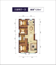 玺园·青云府3室2厅1厨1卫建面128.00㎡