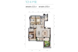 雅居乐·星瀚雅府3室2厅1厨2卫建面121.00㎡