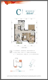 龙湖春江天越3室2厅1厨2卫建面88.00㎡