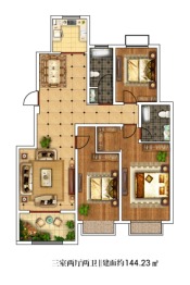 龙门·中央花园3室2厅1厨2卫建面144.00㎡