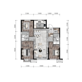 新希望锦官天宸3室2厅1厨2卫建面121.00㎡