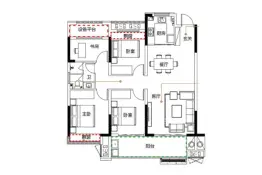 万兴铂悦城4室2厅1厨1卫建面110.0㎡