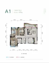 朗诗观山樾3室2厅1厨2卫建面111.00㎡