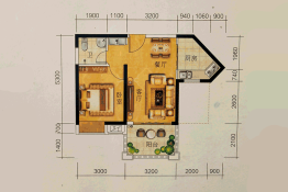 万宁·木棉山莊1室2厅1厨1卫建面50.86㎡