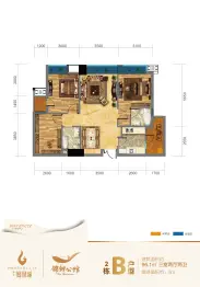 凤凰城一期3室2厅1厨2卫建面96.1㎡