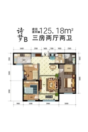 益通筑梦时代广场3室2厅1厨2卫建面125.18㎡