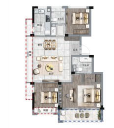 宁海桃源里3室2厅1厨2卫建面105.00㎡